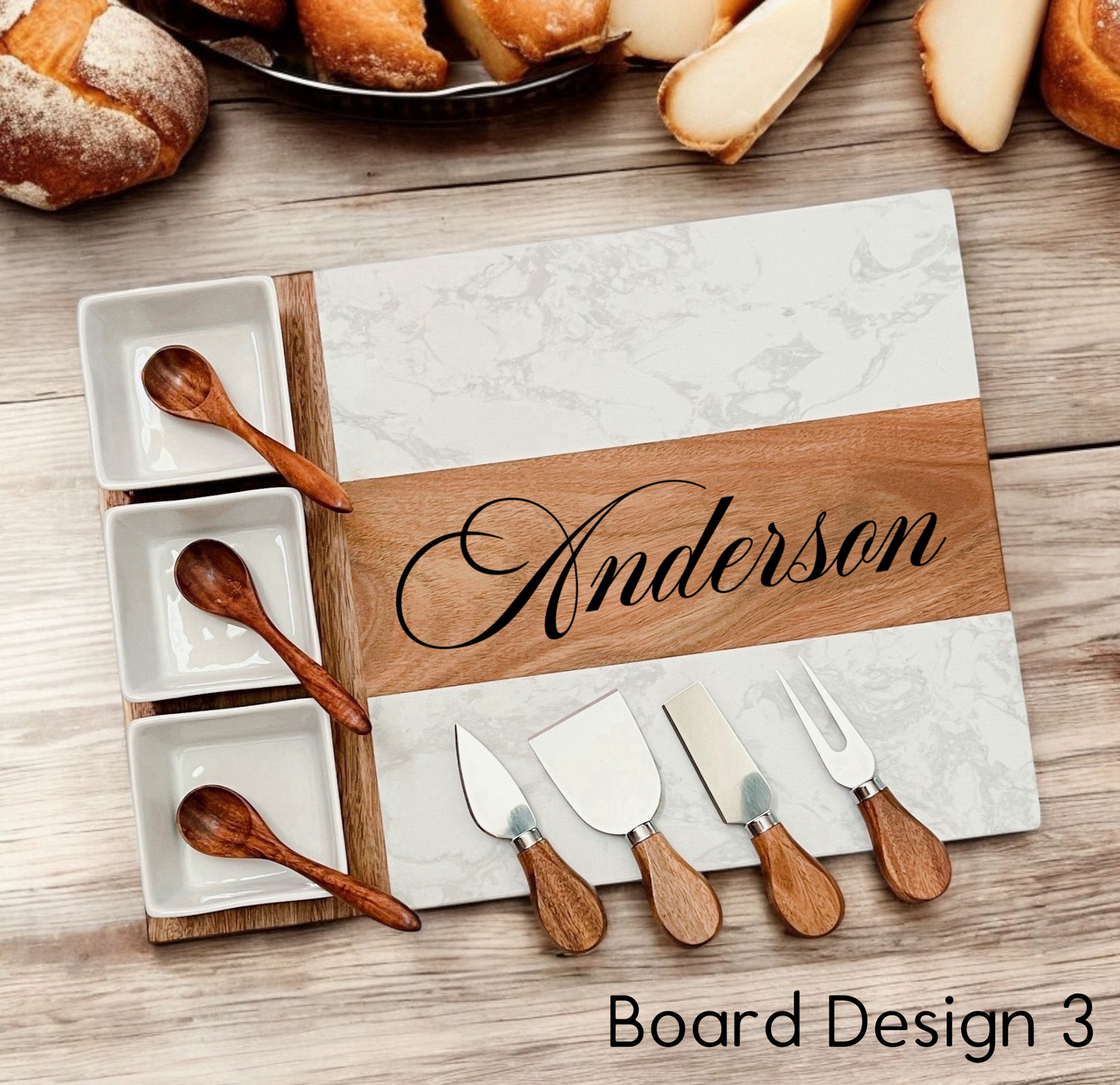 11 Piece Marble & Acacia Charcuterie Set