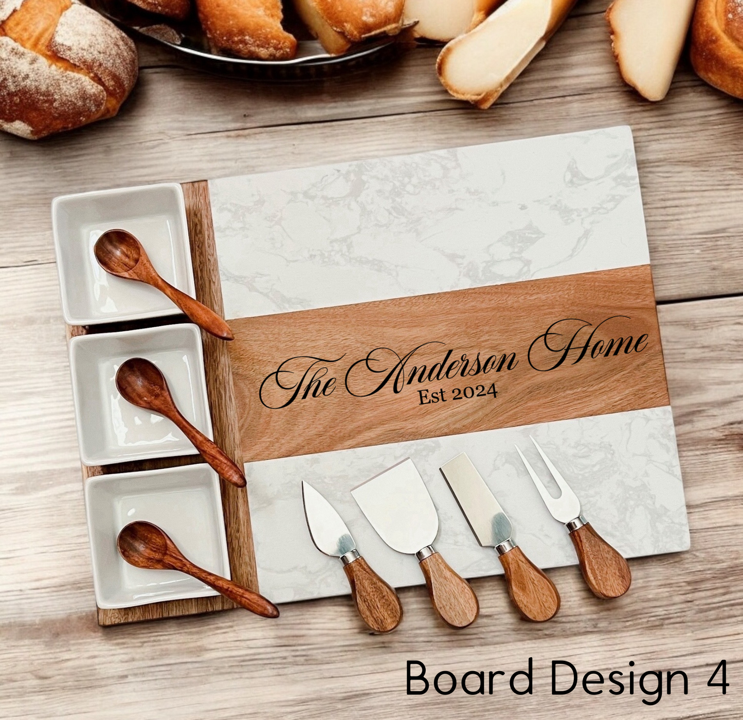 11 Piece Marble & Acacia Charcuterie Set