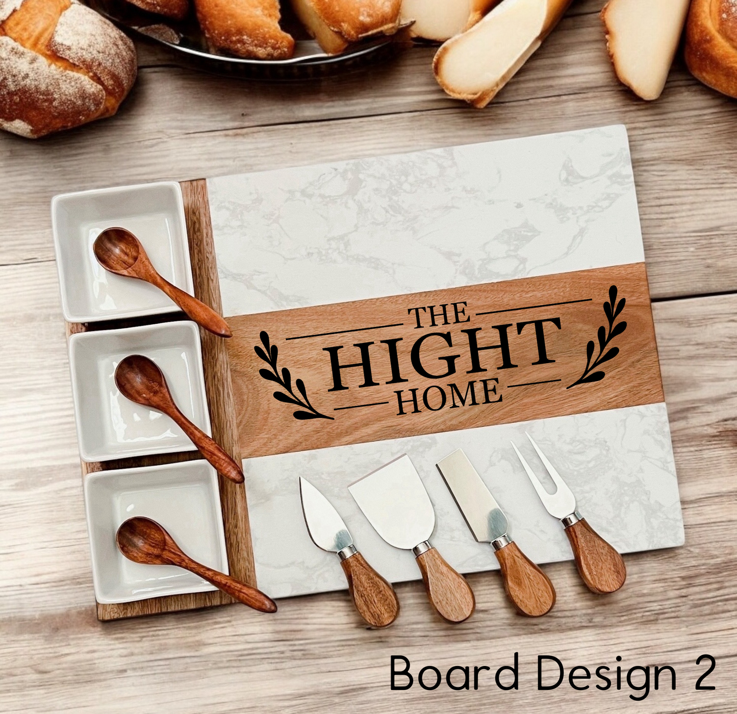 11 Piece Marble & Acacia Charcuterie Set