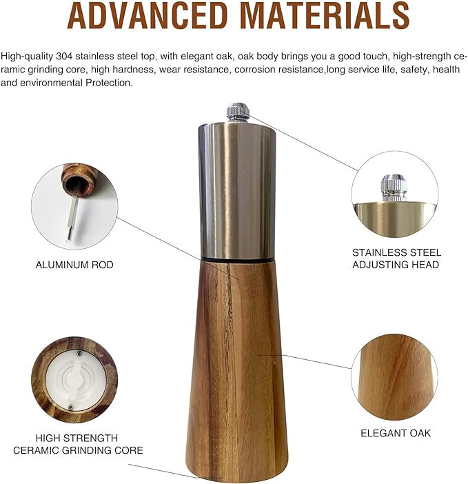Wood/Champagne Gold Salt & Pepper Set