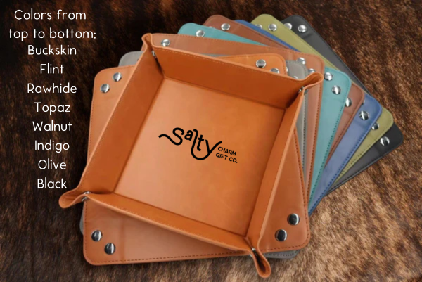 Engraved Leatherette Valet Key Tray Set