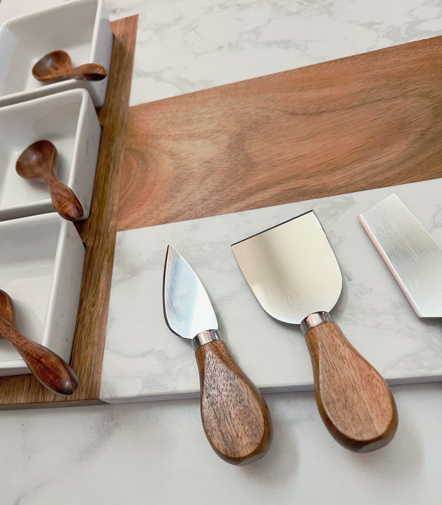 11 Piece Marble & Acacia Charcuterie Set