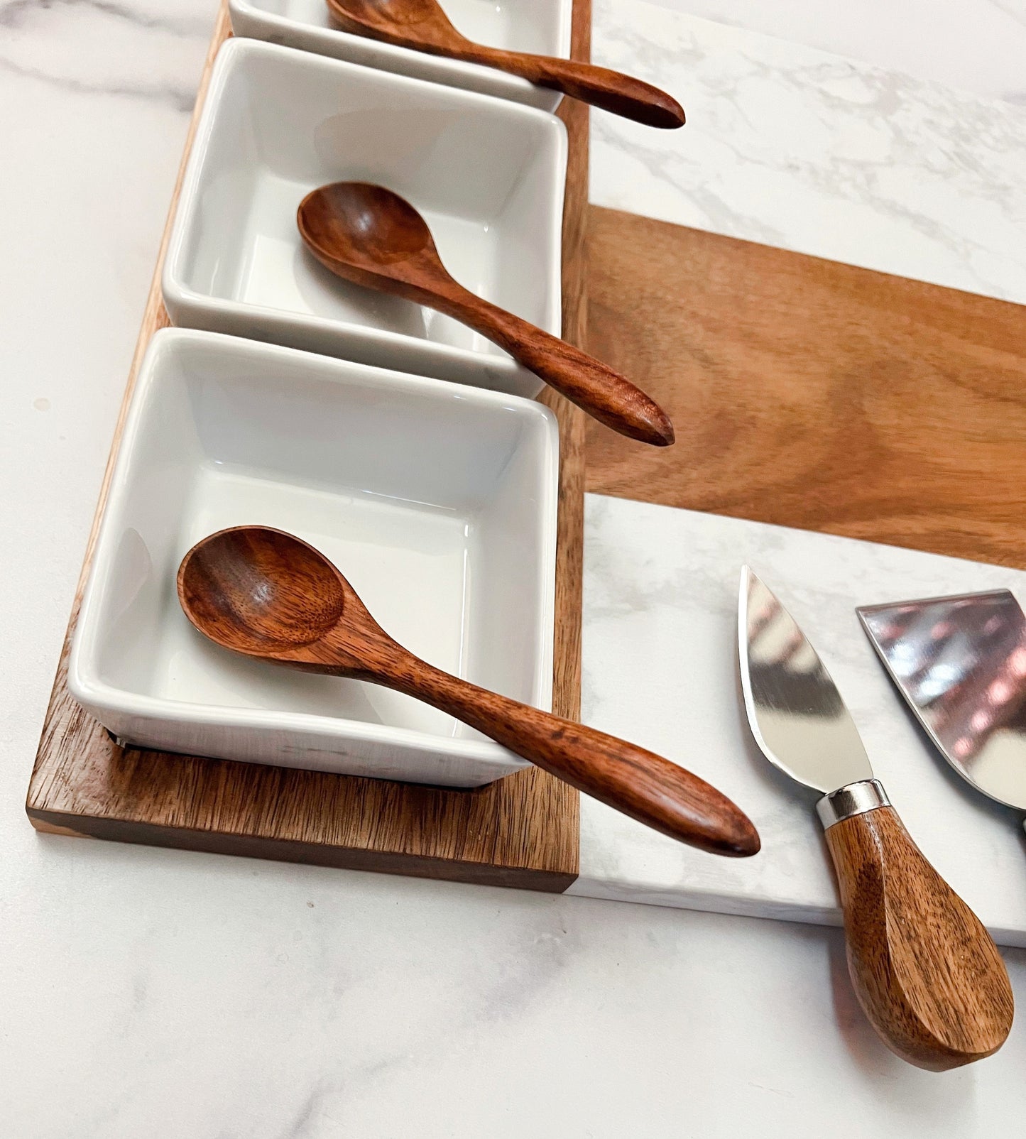 11 Piece Marble & Acacia Charcuterie Set